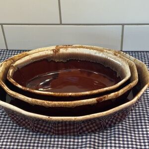 Set of 3 McCoy vintage brown drip baking dishes. 1960/70’s